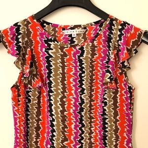 Trina Turk Silk ruffle sleeveless top tank